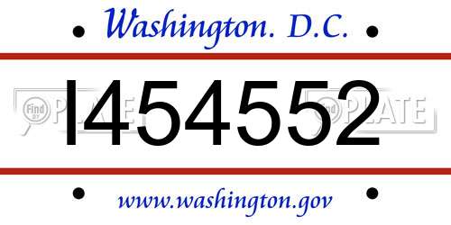 I454552 District Of Columbia License Plate