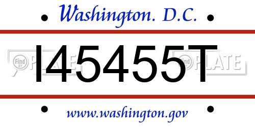 I45455T District Of Columbia License Plate