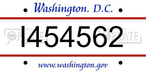 I454562 District Of Columbia License Plate