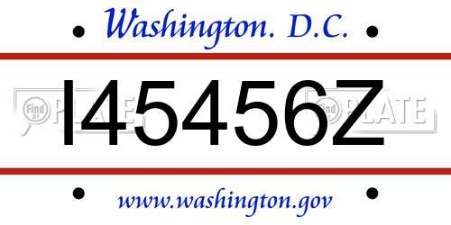 I45456Z District Of Columbia License Plate