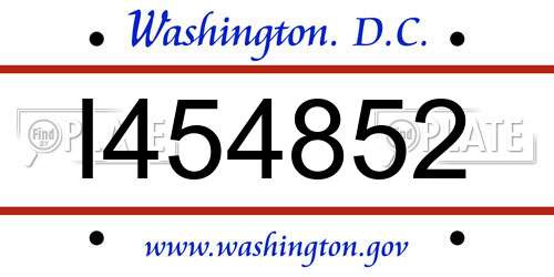 I454852 District Of Columbia License Plate