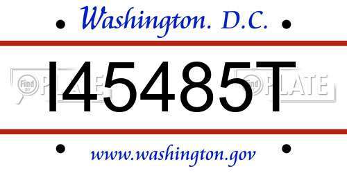 I45485T District Of Columbia License Plate