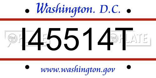 I45514T District Of Columbia License Plate
