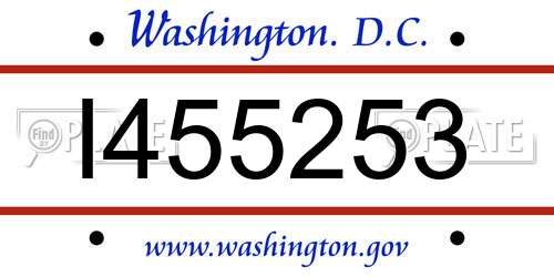 I455253 District Of Columbia License Plate
