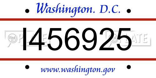 I456925 District Of Columbia License Plate