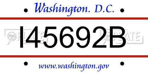 I45692B District Of Columbia License Plate