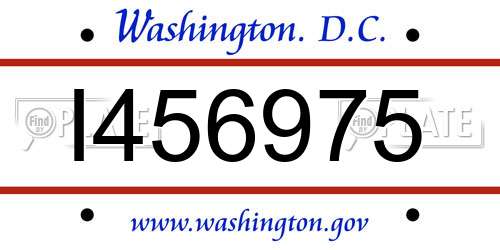 I456975 District Of Columbia License Plate