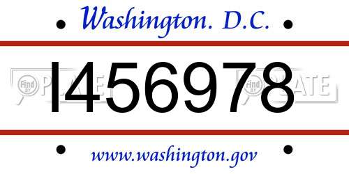 I456978 District Of Columbia License Plate