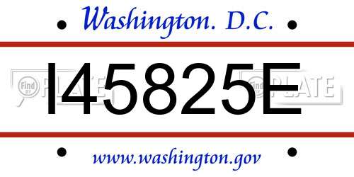 I45825E District Of Columbia License Plate