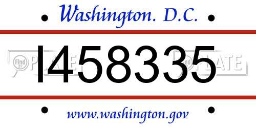 I458335 District Of Columbia License Plate