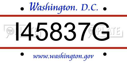 I45837G District Of Columbia License Plate