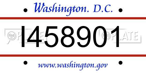 I458901 District Of Columbia License Plate