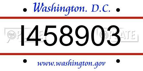 I458903 District Of Columbia License Plate