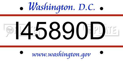 I45890D District Of Columbia License Plate