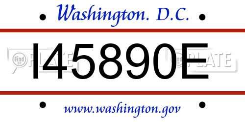 I45890E District Of Columbia License Plate
