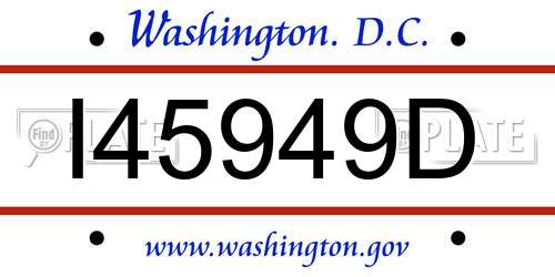 I45949D District Of Columbia License Plate
