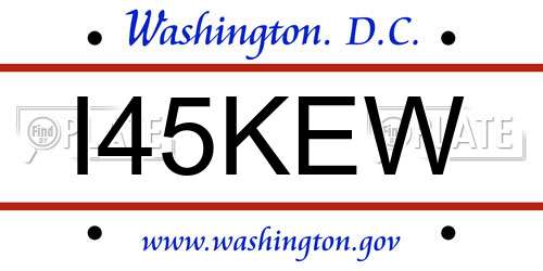 I45KEW District Of Columbia License Plate