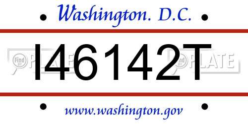 I46142T District Of Columbia License Plate