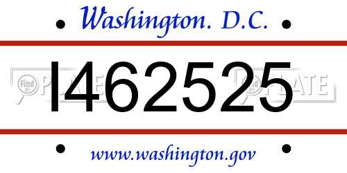 I462525 District Of Columbia License Plate