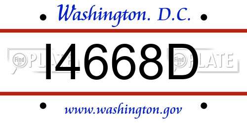 I4668D District Of Columbia License Plate