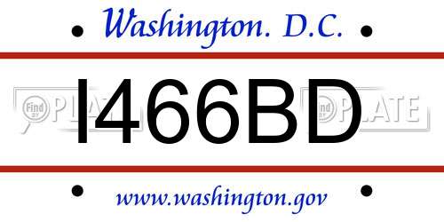 I466BD District Of Columbia License Plate