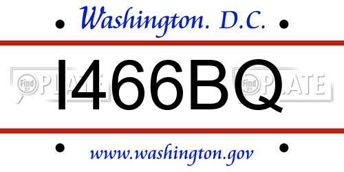 I466BQ District Of Columbia License Plate