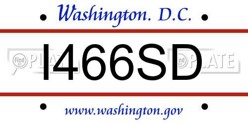 I466SD District Of Columbia License Plate