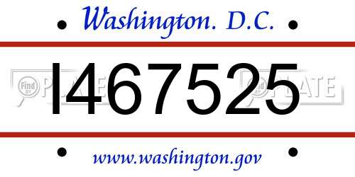 I467525 District Of Columbia License Plate