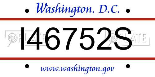 I46752S District Of Columbia License Plate