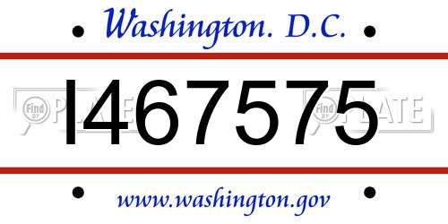 I467575 District Of Columbia License Plate