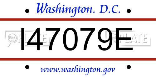 I47079E District Of Columbia License Plate