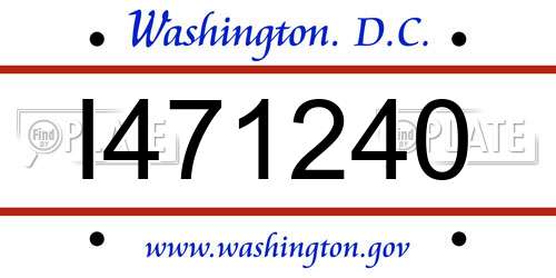 I471240 District Of Columbia License Plate