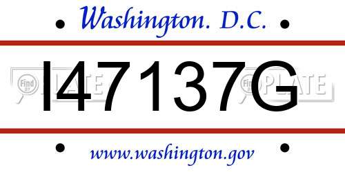 I47137G District Of Columbia License Plate