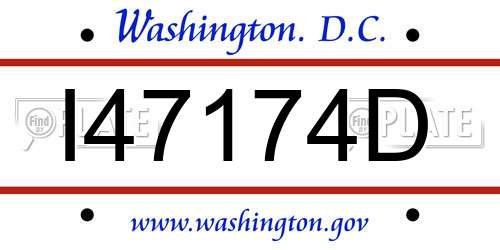 I47174D District Of Columbia License Plate