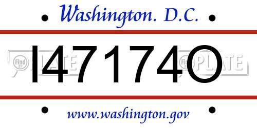 I47174O District Of Columbia License Plate