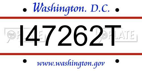 I47262T District Of Columbia License Plate