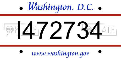 I472734 District Of Columbia License Plate