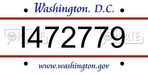 I472779 District Of Columbia License Plate