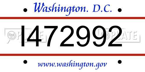 I472992 District Of Columbia License Plate