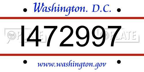 I472997 District Of Columbia License Plate