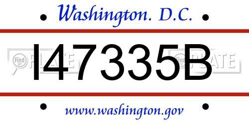 I47335B District Of Columbia License Plate