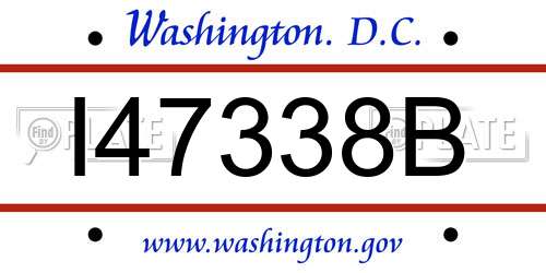 I47338B District Of Columbia License Plate