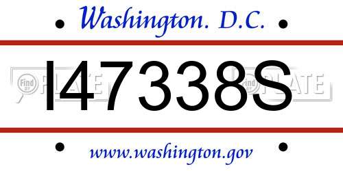 I47338S District Of Columbia License Plate