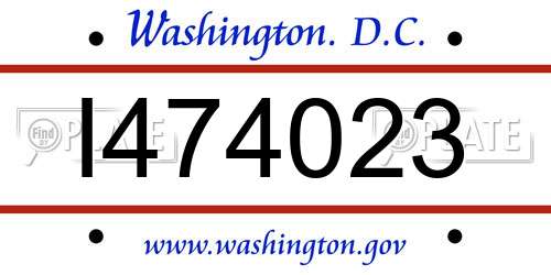 I474023 District Of Columbia License Plate