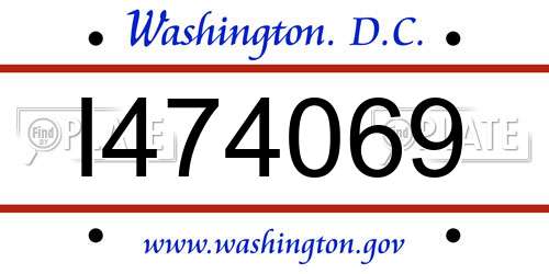 I474069 District Of Columbia License Plate