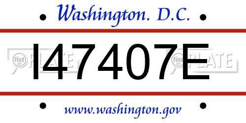 I47407E District Of Columbia License Plate