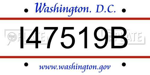 I47519B District Of Columbia License Plate