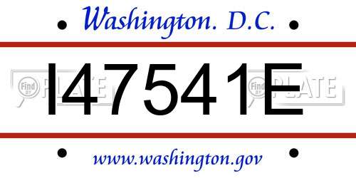 I47541E District Of Columbia License Plate