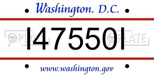 I47550I District Of Columbia License Plate