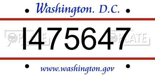 I475647 District Of Columbia License Plate